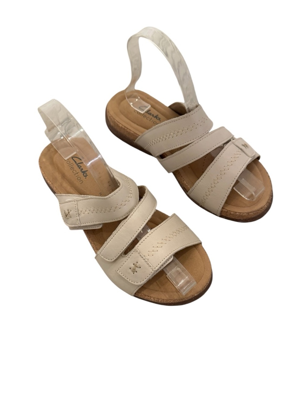 Clarks Roseville Bay Slide Sandals in white leather size 8